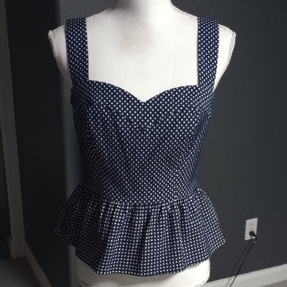 Guess Navy and White Polka Dot Blouse - Picture 1 of 9